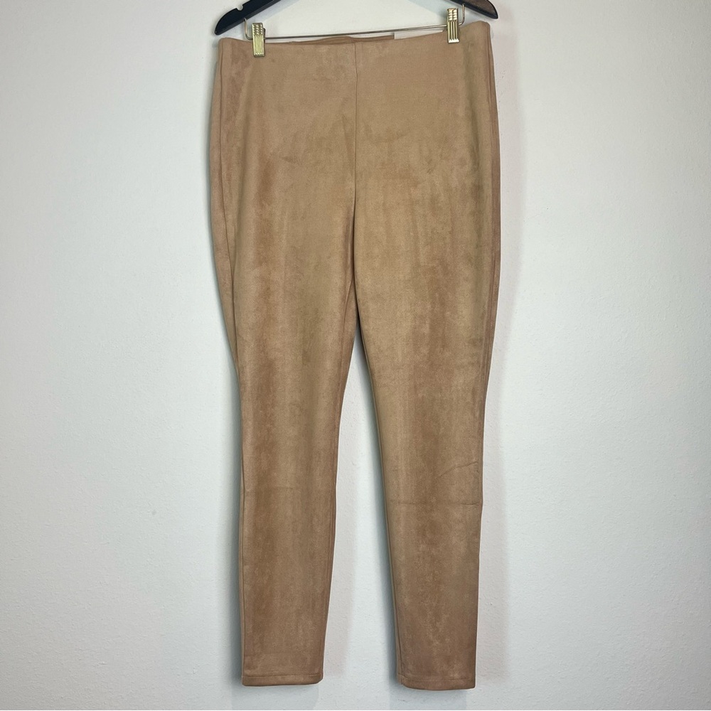 NWT Chico’s Faux Suede Legging Pull On Elastic Waist Pants Dusty Cedar Size 12R